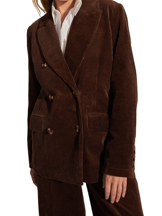 Favorite Daughter Jackets & Blazers - Favorite Daughter The Agnes Blazer | Brown Corduroy Double-Breasted Blazer